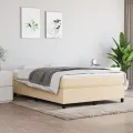 cadre de lit avec matelas Crème 140x200 cm Tissu