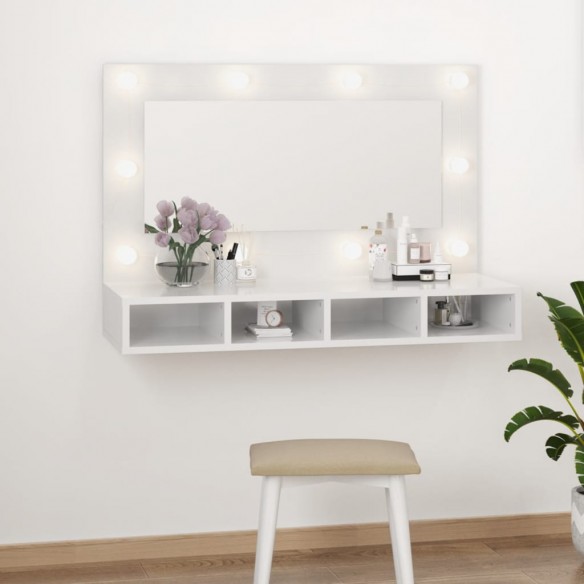 Armoire à miroir avec LED Blanc brillant 90x31,5x62 cm