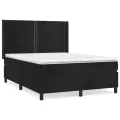 cadre de lit avec matelas Noir 140x190 cm Velours