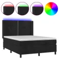 cadre de lit matelas et LED Noir 140x190 cm Velours