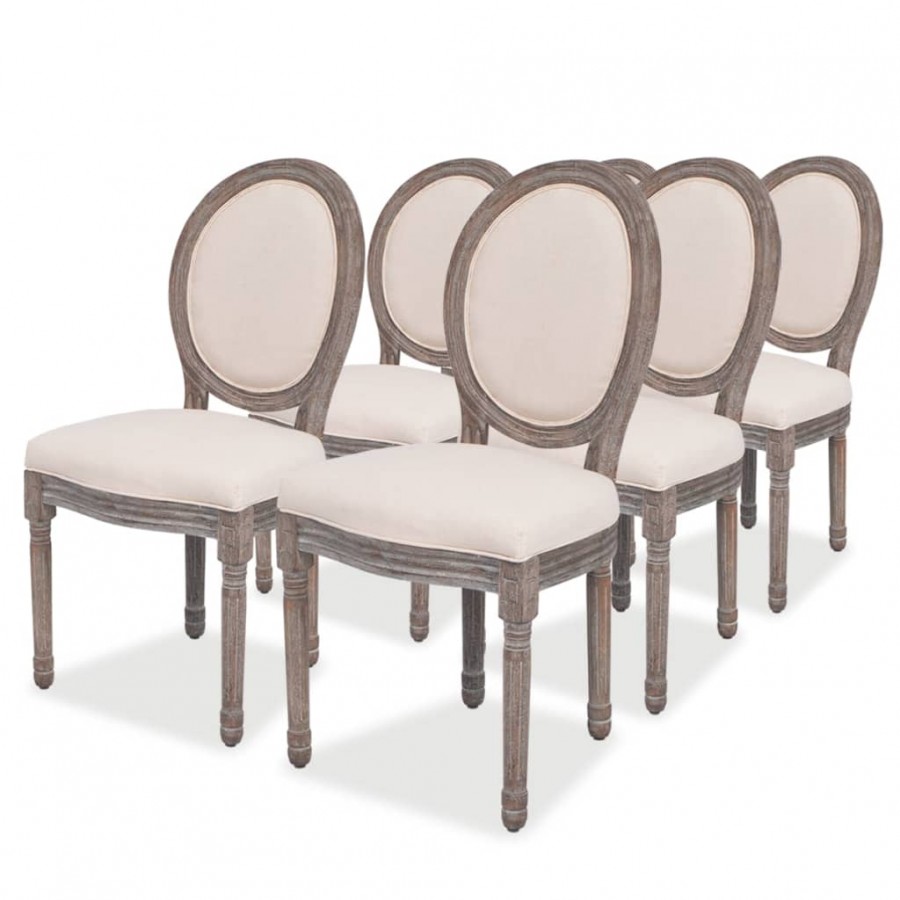 Chaises à manger lot de 6 crème tissu