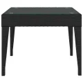 Table d'appoint noir 50x50x38 cm poly rotin et verre trempé