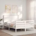 Cadre de lit avec tête de lit blanc 120x200 cm bois massif