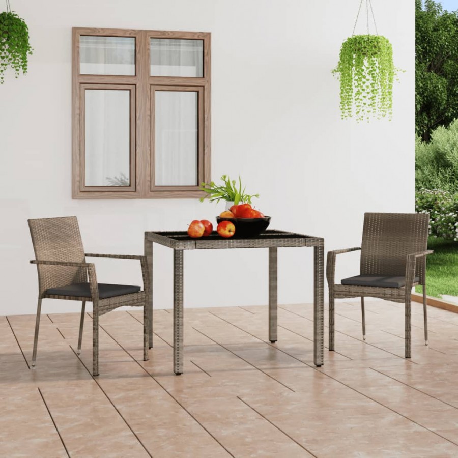 Chaises de jardin avec coussins 2 pcs Résine tressée Gris