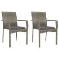 Chaises de jardin avec coussins 2 pcs Résine tressée Gris