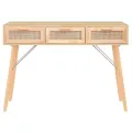 Table console Marron 105x30x75cm Bois massif pin /rotin naturel