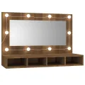 Armoire à miroir avec LED Chêne marron 90x31,5x62 cm