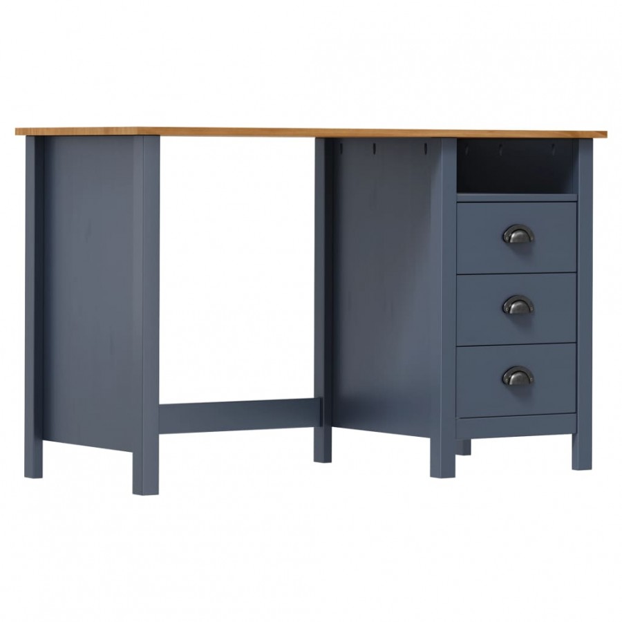 Bureau Hill avec 3 tiroirs Gris 120x50x74 cm Pin solide