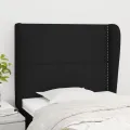 Tête de lit avec oreilles Noir 103x23x118/128 cm Tissu