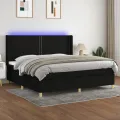 cadre de lit matelas et LED Noir 200x200 cm Tissu