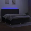 cadre de lit matelas et LED Noir 200x200 cm Tissu