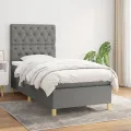 cadre de lit avec matelas Gris foncé 80x200 cm Tissu