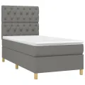cadre de lit avec matelas Gris foncé 80x200 cm Tissu