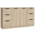Buffets 3 pcs Chêne sonoma Bois d'ingénierie