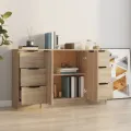 Buffets 3 pcs Chêne sonoma Bois d'ingénierie
