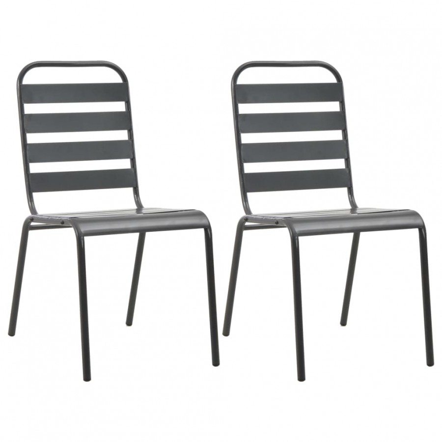 Chaises empilables de d'extérieur 2 pcs Acier Gris