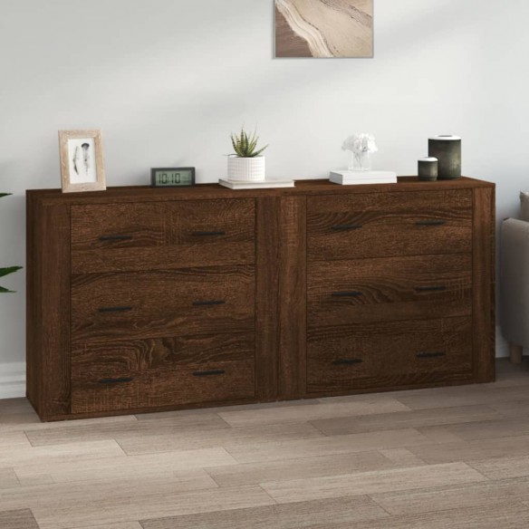 Buffets 2 pcs chêne marron bois d'ingénierie