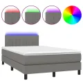cadre de lit et matelas et LED Gris foncé 120x200 cm