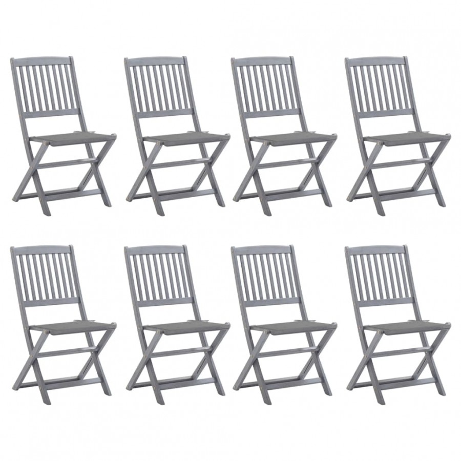 Chaises pliables d'extérieur 8 pcs avec coussins Bois d'acacia