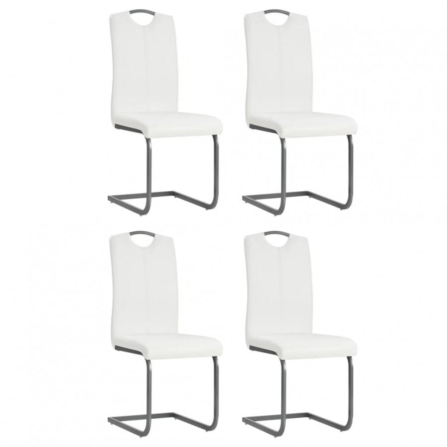 Chaises à manger cantilever lot de 4 blanc similicuir