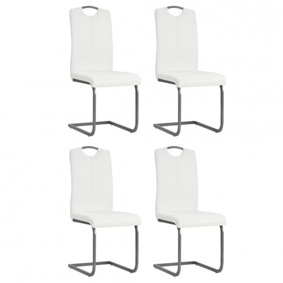 Chaises à manger cantilever lot de 4 blanc similicuir