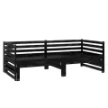 Lit coulissant Noir Bois de pin massif 2x(90x200) cm