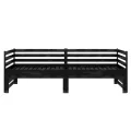 Lit coulissant Noir Bois de pin massif 2x(90x200) cm