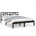 Cadre de lit Noir Bois massif 140x190 cm