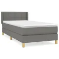 cadre de lit avec matelas Gris foncé 100x200cm Tissu