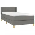 cadre de lit avec matelas Gris foncé 100x200cm Tissu