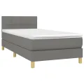 cadre de lit avec matelas Gris foncé 100x200cm Tissu