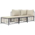 Salon de jardin 3 pcs avec coussins anthracite résine tressée