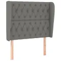 Tête de lit avec oreilles Gris foncé 103x23x118/128 cm Tissu