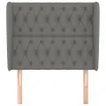 Tête de lit avec oreilles Gris foncé 103x23x118/128 cm Tissu