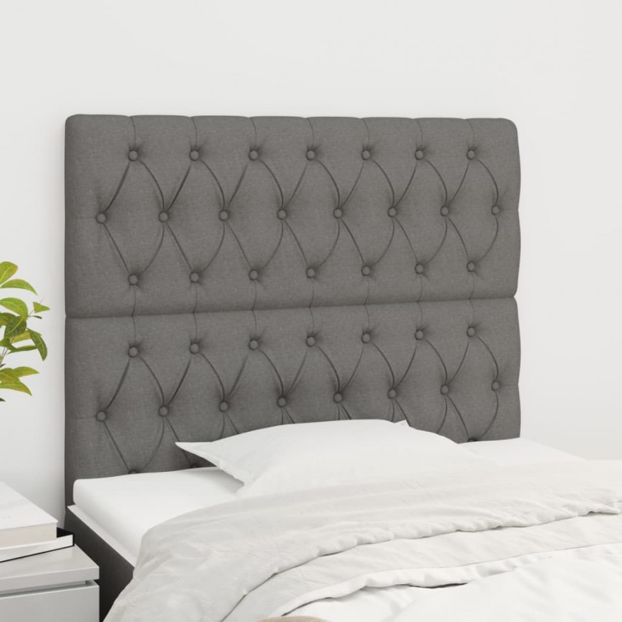 Têtes de lit 2 pcs Gris foncé 100x7x78/88 cm Tissu