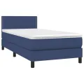 cadre de lit avec matelas LED Bleu 100x200 cm Tissu