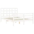 Cadre de lit avec tête de lit blanc 140x200 cm bois massif