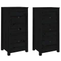 Buffets 2 pcs Noir 40x35x80 cm Bois massif de pin