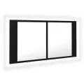 Armoire à miroir de salle de bain LED Noir 90x12x45 Acrylique