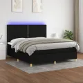 cadre de lit et matelas et LED Noir 180x200 cm Tissu