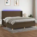 cadre de lit matelas et LED Marron foncé 200x200 cm