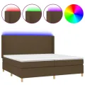cadre de lit matelas et LED Marron foncé 200x200 cm