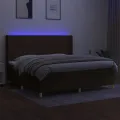 cadre de lit matelas et LED Marron foncé 200x200 cm