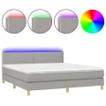 cadre de lit et matelas et LED Gris clair 180x200 cm