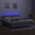 cadre de lit et matelas et LED Gris clair 180x200 cm