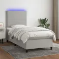 cadre de lit avec matelas et LED Gris clair 90x200cm