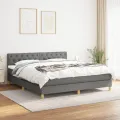cadre de lit avec matelas Gris foncé 160x200cm Tissu