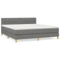 cadre de lit avec matelas Gris foncé 160x200cm Tissu