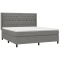 cadre de lit avec matelas Gris foncé 160x200cm Tissu