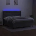 cadre de lit matelas LED Gris foncé 160x200 cm Tissu
